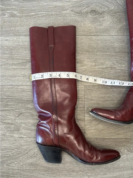 Vintage Burgundy Leather Knee High Boots Western Y2K Size 5.5B Bohemian Festival - Picture 13 of 16